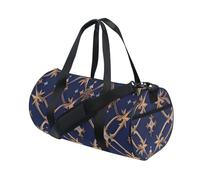 Borsone da viaggio Boho dorato blu scuro per la notte, borsa da viaggio a tracolla per fine settimana tote yoga multifunzionale