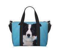 Borsone da viaggio Border Collie, leggero, in tessuto Oxford, borsa da viaggio da donna, ideale per palestra da uomo, Nero , Taglia unica
