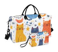 Borsone da viaggio, borsa da palestra a pois colorati con gatti, borsa da palestra con borsa portaoggetti, borsa per la notte, per uomini e donne, viaggi, sport, yoga, Multicolore, Taglia unica