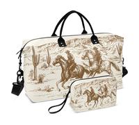 Borsone da viaggio, borsa da palestra American Wild West Desert Cowboys per donne e uomini borse da viaggio, Multi