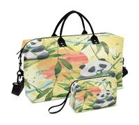 Borsone da viaggio Borsa da palestra borsa da viaggio con borsa da toilette per viaggi di lavoro impermeabile carino panda mangia boschetto orientale, Multi, 1 size, Moderno/adattabile