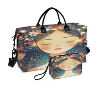 Borsone da viaggio, borsa da palestra, borsa da viaggio con ragazza stravagante, borsa da viaggio con borsa da toilette per aereo, viaggi, palestra, yoga