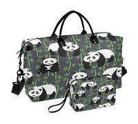 Borsone da viaggio, borsa da palestra, borsa da viaggio per il fine settimana, borsa da toeletta per viaggio, pieghevole, disegnato a mano e graziosi panda, Multi, 1 size, Moderno/adattabile