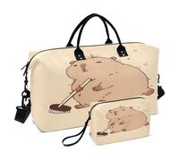 Borsone da viaggio, borsa da palestra Capybara per pulire il pavimento, borsa da viaggio con borsa da toilette per aereo, viaggi, palestra, yoga, Capybara Mopping il pavimento, Taglia unica, alla moda