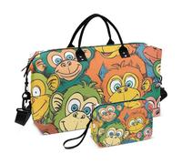 Borsone da viaggio, borsa da palestra colorata con scimmia, borsa da palestra, borsa per la notte, per uomini e donne, viaggi, sport, yoga, Multicolore, Taglia unica