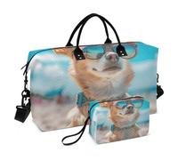 Borsone da viaggio, borsa da palestra con cane chihuahua, borsa da palestra con borsa portaoggetti, borsa per la notte, per uomini e donne, viaggi, sport, yoga, Multicolore, Taglia unica