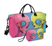 Borsone da viaggio, borsa da palestra con coppia di alieni, borsa da palestra, borsa per weekender, borsa per la notte, per uomini e donne, viaggi, sport, yoga, Multicolore, Taglia unica