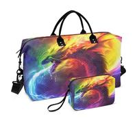 Borsone da viaggio, borsa da palestra con drago di fuoco, arcobaleno, borsa da viaggio per la notte, borsa da toeletta per aereo, viaggi, palestra, yoga