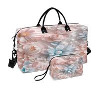 Borsone da viaggio, borsa da palestra con fiori 3D e perle, borsa da viaggio con borsa da toilette per aereo, viaggi, palestra, yoga, 3d Fiori Perle, Taglia unica, alla moda