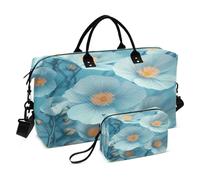 Borsone da viaggio, borsa da palestra con fiori blu, borsa da viaggio per la notte, borsa da toeletta per aereo, viaggi, palestra, yoga, Fiori blu., Taglia unica, alla moda
