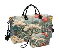 Borsone da viaggio, borsa da palestra con fiori, borsa da viaggio per la notte, borsa da toeletta per aereo, viaggi, palestra, yoga, Fiori., Taglia unica, alla moda