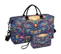 Borsone da viaggio, borsa da palestra con gufo colorato, borsa da viaggio per la notte, borsa da toeletta per aereo, viaggi, palestra, yoga, Gufo Colore, Taglia unica, alla moda