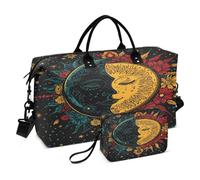 Borsone da viaggio, borsa da palestra con luna, sole e stella, borsa da viaggio con borsa da toeletta per aereo, viaggi, palestra, yoga