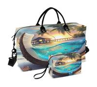 Borsone da viaggio, borsa da palestra con palma da spiaggia, borsa da viaggio con borsa da toilette per aereo, viaggi, palestra, yoga