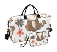 Borsone da viaggio, borsa da palestra con panda, scimmia, piante, borsa da palestra con borsa portaoggetti, borsa per la notte, per uomini e donne, viaggi, sport, yoga, Multicolore, Taglia unica