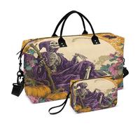 Borsone da viaggio, borsa da palestra con scheletro di zucca, falce da portare con sé durante la notte, borsa da toeletta per aereo, viaggi, palestra, yoga