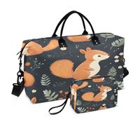 Borsone da viaggio, borsa da palestra con scoiattolo carino con borsa portaoggetti, borsa per la notte, per uomini e donne, viaggi, sport, yoga, Multicolore, Taglia unica