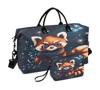 Borsone da viaggio, borsa da palestra con simpatico panda rosso con farfalla da portare durante la notte, borsa da toeletta per aereo, viaggi, palestra, yoga