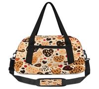 Borsone da viaggio, borsa da palestra di grande capacità, con stampa tigrata, a forma di cuore, borsa per la notte, per donne e uomini, elementi essenziali da viaggio, Cuore con stampa tigre, Misura