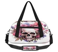 Borsone da viaggio, borsa da palestra di grande capacità, con teschio di zucchero, borsa da viaggio per donne e uomini, elementi essenziali da viaggio, Giglio del Teschio, Misura unica, Bagaglio a