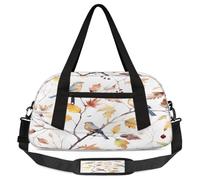 Borsone da viaggio, borsa da palestra di grande capacità, con uccelli ad acquerello sul ramo, borsa per la notte, per donne, uomini, accessori da viaggio, Uccelli acquerello su ramo, 18.7× 7.87 ×