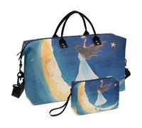 Borsone da viaggio, borsa da palestra per ragazze sulla luna, con borsa portaoggetti, borsa per la notte, per uomini e donne, viaggi, sport, yoga, Multicolore, Taglia unica