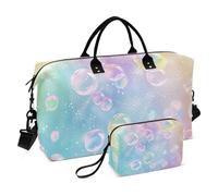 Borsone da viaggio, borsa da palestra, stampa di bolle arcobaleno pastello, borse da weekender, da donna, con borsa da toeletta, borsa da viaggio, borsa da nuoto, Multi 76, Taglia unica
