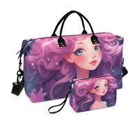 Borsone da viaggio, borsa da palestra viola con sirena, borsa da palestra con borsa portaoggetti, borsa per la notte, per uomini e donne, viaggi, sport, yoga, Multicolore, Taglia unica