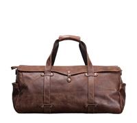 Borsone da Viaggio Borsa da viaggio da uomo in pelle smerigliata Short Trip, borsa da viaggio vintage con strato di testa in pelle bovina, borsa a tracolla con trama orizzontale(Coffee)