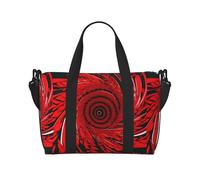 Borsone da viaggio, borsa da weekender, borsa da palestra, per donne e uomini, stampa a spirale con fiore rosso, nero, taglia unica
