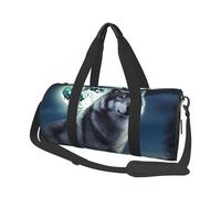 Borsone da viaggio, borsa sportiva da palestra con scomparto per scarpe, borsa leggera per il weekend, con lupo sotto la luna, per yoga, palestra, borsa sportiva per uomo e donna