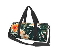 Borsone da viaggio, borsa sportiva da palestra con scomparto per scarpe, leggera, per la notte, per il weekend, tropicale, estate, hawaiana, fiori di palma, foglie, yoga, palestra, borsa sportiva per