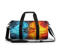 Borsone da viaggio Borse da fine settimana per uomini donne Borse da notte di grande capacità Fire Vs Ice Art Viaggi Sport Borsa da palestra Borsa in tela Tote Bag per viaggi Yoga, bianco, 45 cm/22,9
