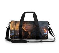 Borsone da viaggio Borse da fine settimana per uomini donne Borse da notte di grande capacità Ragazza che tiene ombrello da viaggio sport borsa da palestra in tela borse da viaggio per yoga da