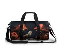 Borsone da viaggio Borse da fine settimana per uomini donne Borse da notte di grande capacità Teschio rosso che gioca da viaggio Sport Borsa da palestra Borse da viaggio per yoga da viaggio, bianco,