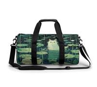 Borsone da viaggio Borse da fine settimana per uomini e donne Borse per la notte di grande capacità gatto seduto nello stagno Borsa da viaggio Sport Palestra Borsa in tela Tote Borse da viaggio per