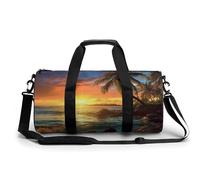 Borsone da viaggio Borse da fine settimana per uomo donna grande capacità borse per la notte tramonto spiaggia viaggi sport palestra borsa in tela borse tote per viaggi yoga, bianco, 45 cm/22,9