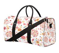 Borsone da viaggio carino con fiori e riccio, per donne, uomini, bambini, ragazze, ragazzi, riccio, 22,7 l, borsa da viaggio per fine settimana e pernottamento, borsa a tracolla per sport, palestra,