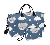 Borsone da viaggio carino koala Good Night modello blu grigio borsa tote con borsa da toilette palestra sport borsone per trekking yoga pieghevole, Carino Koala Good Night Pattern Blu Grigio, 1 Size