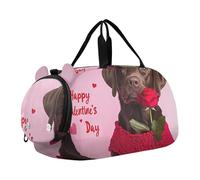 Borsone da viaggio carino per San Valentino per viaggio Tote Weekend Duffel Pernottamento Ragazzi Carry on Duffel Dance Duffle Bag, Simpatico Labrador Retriever marrone, classico