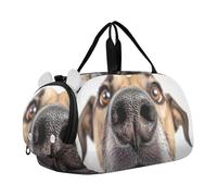 Borsone da viaggio carino per San Valentino per viaggio Tote Weekend Duffel Pernottamento Ragazzi Carry on Duffel Dance Duffle Bag, Divertente Cane Marrone Naso Close Up, classico