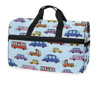 Borsone da viaggio colorato con auto dei cartoni animati, per uomini, donne, ragazzi, ragazze, adolescenti, borsa da palestra oversize con scomparto per scarpe, per la notte, il fine settimana, yoga,