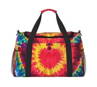 Borsone da viaggio colorato con cuore tie dye, borsa da palestra per la notte e il weekender, per uomini e donne, bagaglio a mano leggero per allenamento e vacanze