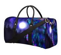 Borsone da viaggio colorato con lupo per donne, uomini, bambini, ragazze, ragazzi, 22,7 l, borsa a tracolla per il fine settimana e la notte, borsa a tracolla per sport, palestra, viaggi, Colore, 22.7