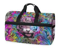 Borsone da viaggio colorato con tigre ad acquerello, per uomini, donne, ragazzi, ragazze, adolescenti, borsa da palestra oversize con scomparto per scarpe, per la notte, il fine settimana, yoga,
