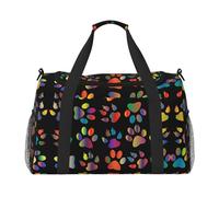 Borsone da viaggio colorato con zampa di cane, grande, pieghevole, impermeabile, per la notte, spiaggia, piscina, sport, palestra