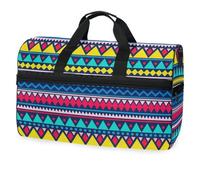 Borsone da viaggio colorato etnico senza cuciture, per uomini, donne, ragazzi, ragazze, adolescenti, borsa da palestra oversize con scomparto per scarpe, per la notte, il fine settimana, yoga,