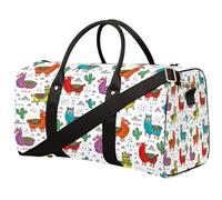 Borsone da viaggio colorato in alpaca, cactus, pianta del deserto, borsa da palestra, borsa pieghevole per la notte, borsa da viaggio per donne e uomini, Alpaca colorata, 17.4(L) x 8.3(W) x 9.5(H)