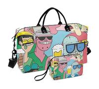 Borsone da viaggio colorato Strange Friends, borsa da viaggio per la notte, borsa da allenamento sportiva con cinghia regolabile per allenamento, set da 2 pezzi, Amici strani colorati, 1 size