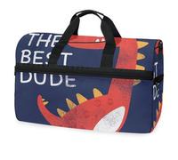 Borsone da viaggio con adorabile dinosauro rosso, per uomini, donne, ragazzi, ragazze, adolescenti, borsa da palestra oversize con scomparto per scarpe, per la notte, il fine settimana, yoga,